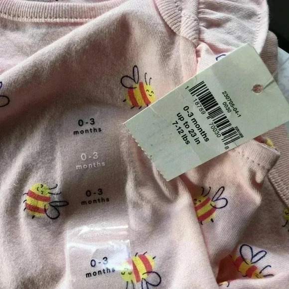 baby Gap Girls 0-3 months Light Pink Bumble Bee Ruffled Sleeve Onesie - NWT - Picture 6 of 6